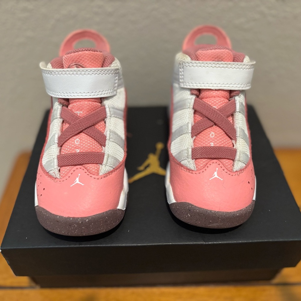 Jordan Kids Pink and White 7c Sneakers